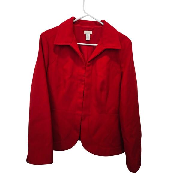 Chico’s Red Smooth Plus Kelly Ann Blazer Jacket Size 2 Size 12 - Picture 1 of 7